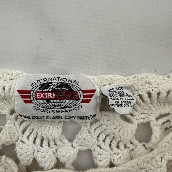 Extra Touch International Womens Vintage 90s Crochet Sweater One Size White Open - Picture 7 of 13